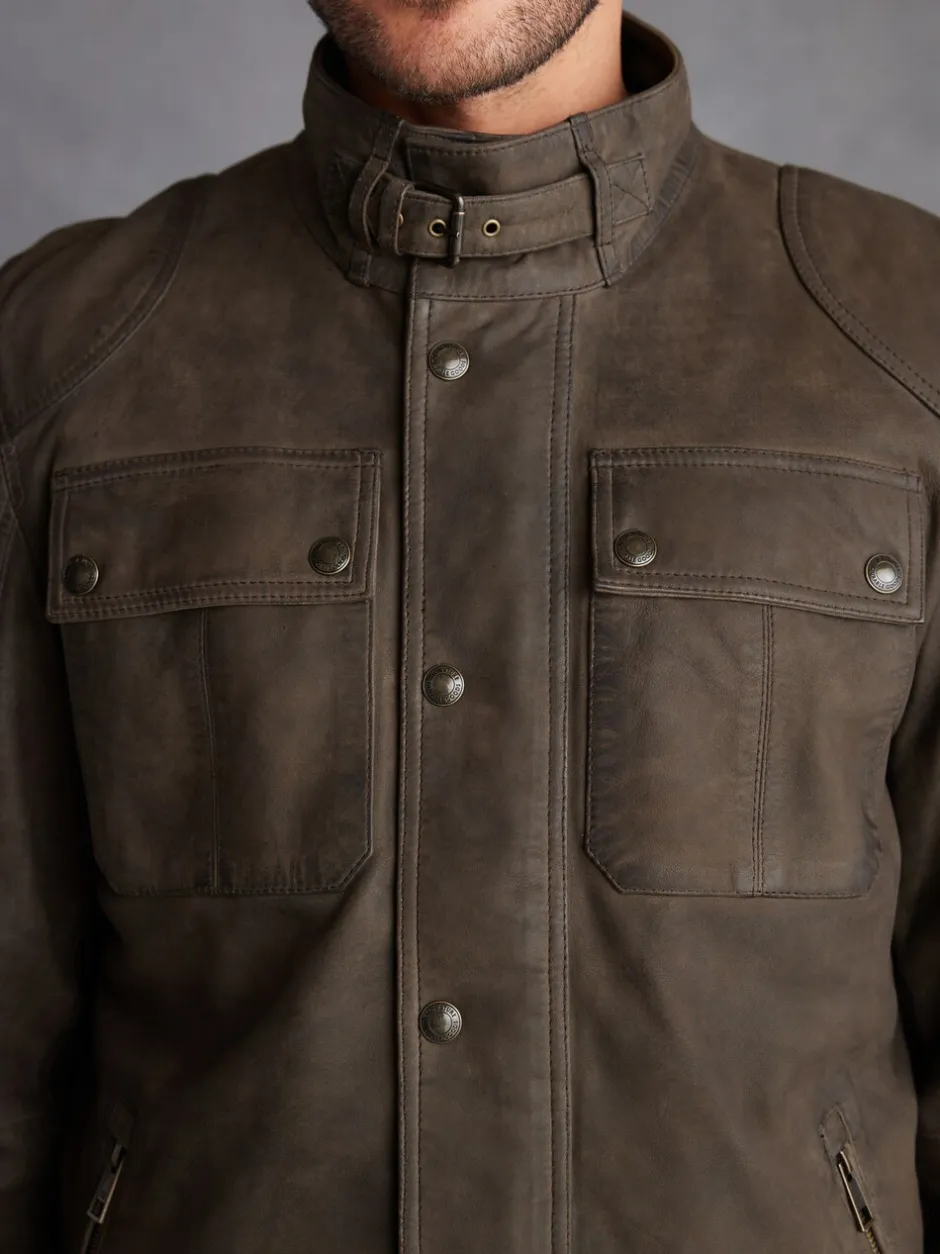 Jassen En Jacks|Next - Signature - Leren bikerjack met vier zakken Bruin