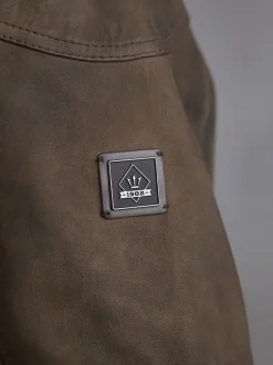 Jassen En Jacks|Next - Signature - Leren bikerjack met vier zakken Bruin