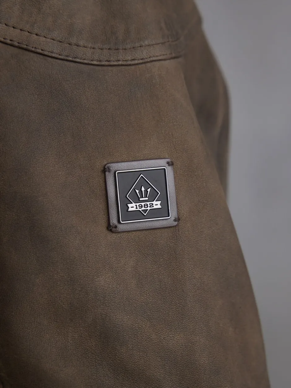 Jassen En Jacks|Next - Signature - Leren bikerjack met vier zakken Bruin