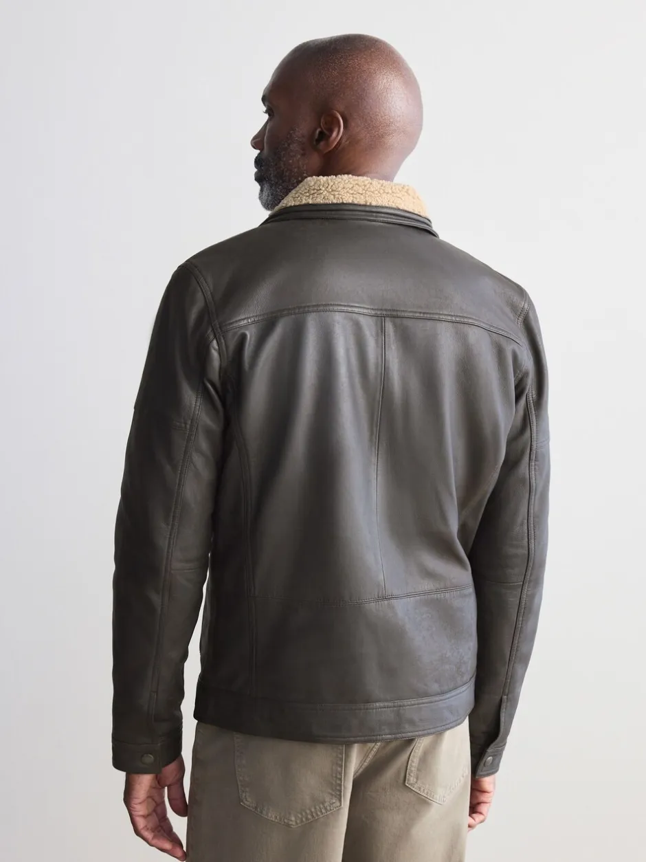 Jassen En Jacks*Next - Signature Four Pocket Borg Lined Leather Jacket Bruin