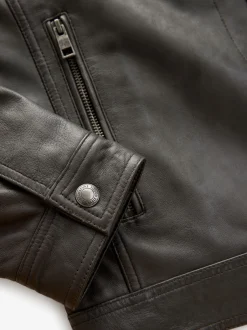 Jassen En Jacks*Next - Signature Four Pocket Borg Lined Leather Jacket Bruin