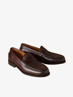 Schoenen*Next Bruin - Signature geweven instappers met leren zool