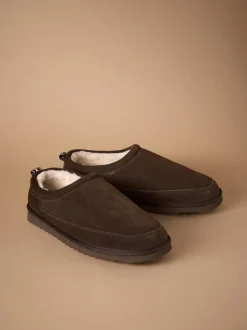 Pantoffels*Next - Signature Suede Faux Fur Lined Slippers Bruin