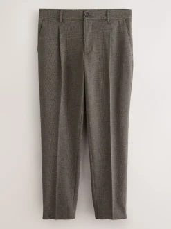 Formele Broek|Broeken En Chino's*Next - Slim fit getextureerde broek met elastische achterkant en stretchy Bruin