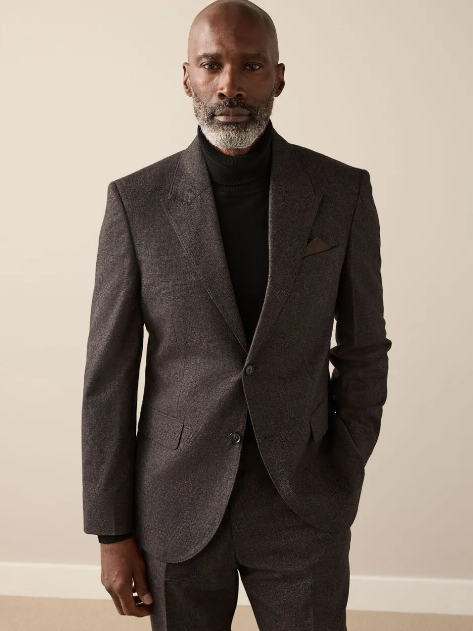 Pakken*Next Bruin - Slim Fit Signature Cerruti Italian Wool Puppytooth Suit Jacket