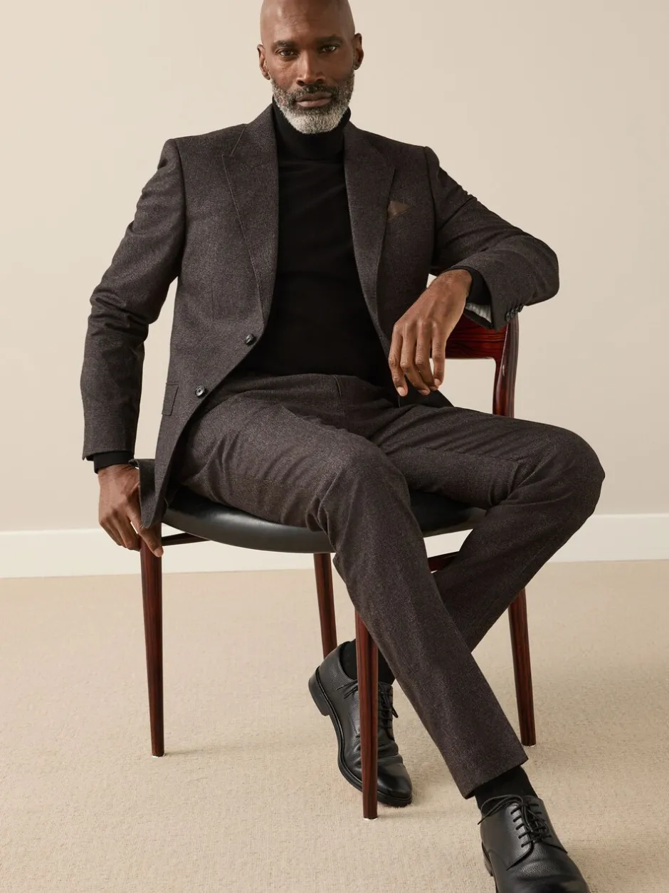 Pakken*Next Bruin - Slim Fit Signature Cerruti Italian Wool Puppytooth Suit Jacket