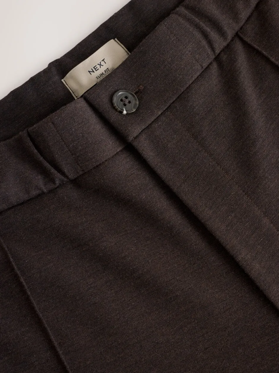 Broeken En Chino's*Next - Slimme broek met elastische tailleband en wolgehalte Bruin