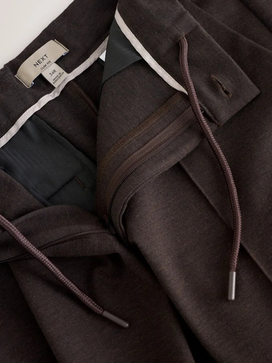 Broeken En Chino's*Next - Slimme broek met elastische tailleband en wolgehalte Bruin