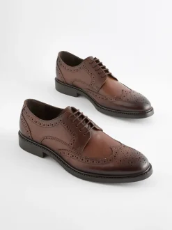 Schoenen|Formele Schoenen*Next - Standaard pasvorm - Leren derby-brogues Bruin