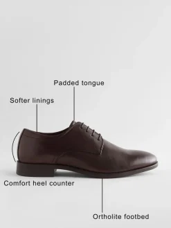 Schoenen|Formele Schoenen|Next - Standaard pasvorm - Egaal leren derbyschoenen Bruin