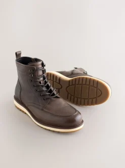 Boots|Next - Tall Leather Apron Toe Boots Bruin