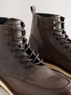 Boots|Next - Tall Leather Apron Toe Boots Bruin