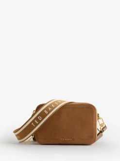 Tassen En Portemonnees| Bruin - Ted Baker SHAYANN - Webbing Suede Crossbody Camera Brown Bag