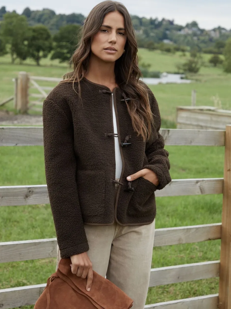 Jassen En Jacks|Threadbare - borg fleece Toggle jack Bruin