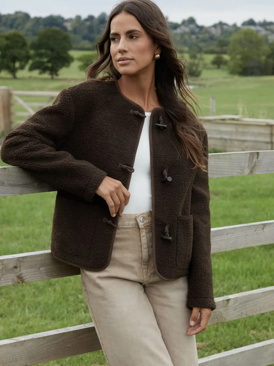 Jassen En Jacks|Threadbare - borg fleece Toggle jack Bruin