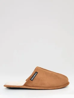 Pantoffels|Threadbare - Faux Fur Lined Slip On Mule Slippers Bruin