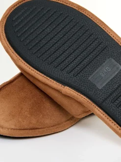 Pantoffels|Threadbare - Faux Fur Lined Slip On Mule Slippers Bruin