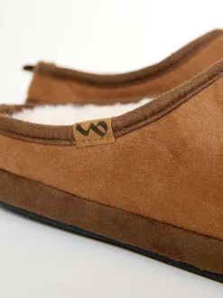 Pantoffels|Threadbare - Faux Suede Faux Fur Lined Mule Slippers Bruin