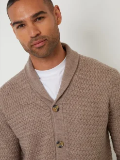 Gebreide Kleding*Threadbare - sjaalkraag gebreid vest Bruin
