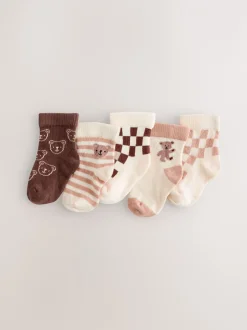 Sokken En Panty's|Sokken*Next - Verpakking van 5 paar babysokken (0 mnd-2 jr) Bruin