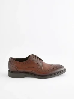 Schoenen|Formele Schoenen|Next - Wijde pasvorm - Leren derby-brogues Bruin