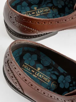 Schoenen|Formele Schoenen|Next - Wijde pasvorm - Leren derby-brogues Bruin