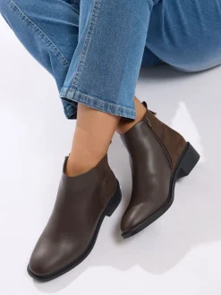 Ruimvallend En Extraruimvallend|Yours Curve - Extra-Wide Fit Metal Trim Ankle Boots Bruin