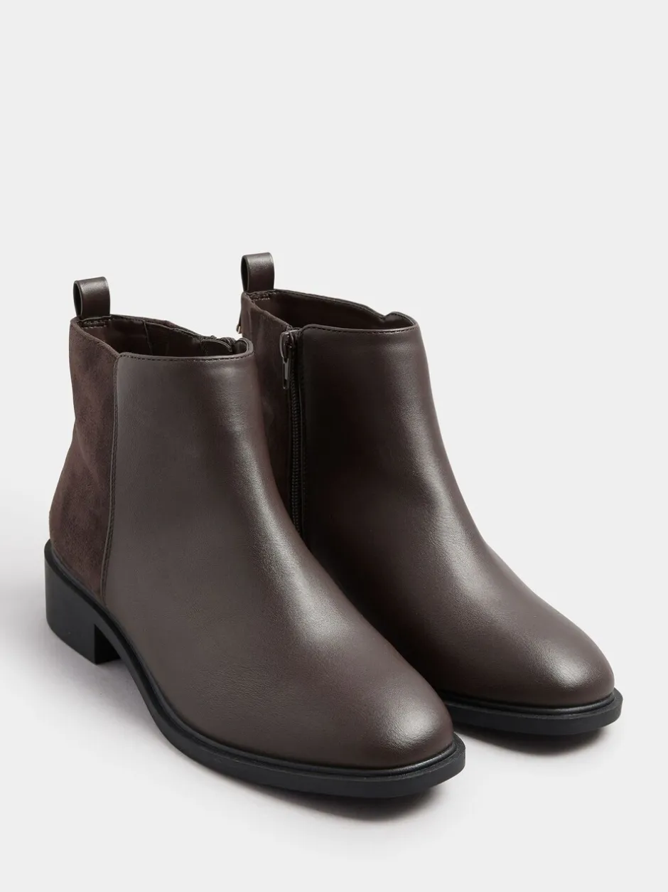 Ruimvallend En Extraruimvallend|Yours Curve - Extra-Wide Fit Metal Trim Ankle Boots Bruin