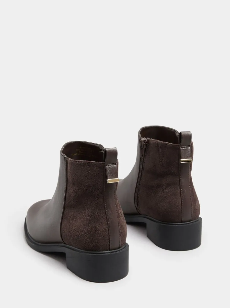 Ruimvallend En Extraruimvallend|Yours Curve - Extra-Wide Fit Metal Trim Ankle Boots Bruin