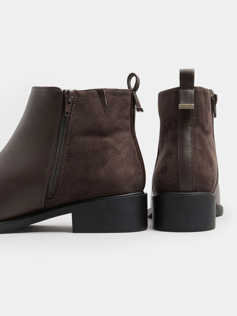 Ruimvallend En Extraruimvallend|Yours Curve - Extra-Wide Fit Metal Trim Ankle Boots Bruin
