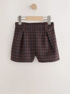 Shorts En Rokken*Next Bruin geruit - Shorts met geplooide voorkant (3-16jr)
