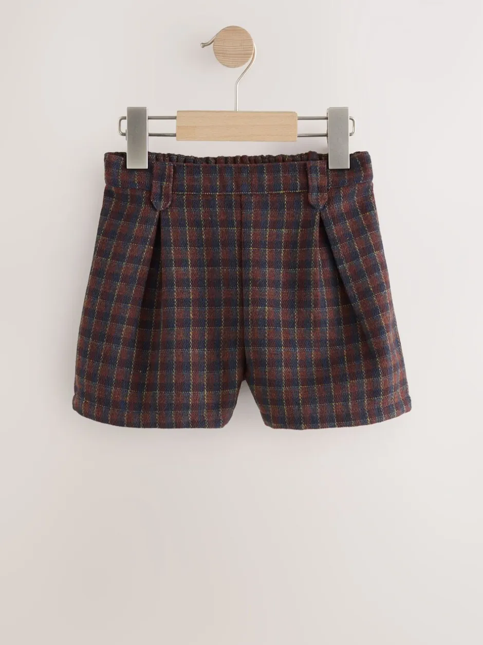Shorts En Rokken*Next Bruin geruit - Shorts met geplooide voorkant (3-16jr)