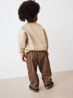 Broeken En Chino's|Next Bruin gingham-ruit - Corduroy broek met wijde pijpen (3mnd-7jr)