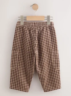 Broeken En Chino's|Next Bruin gingham-ruit - Corduroy broek met wijde pijpen (3mnd-7jr)