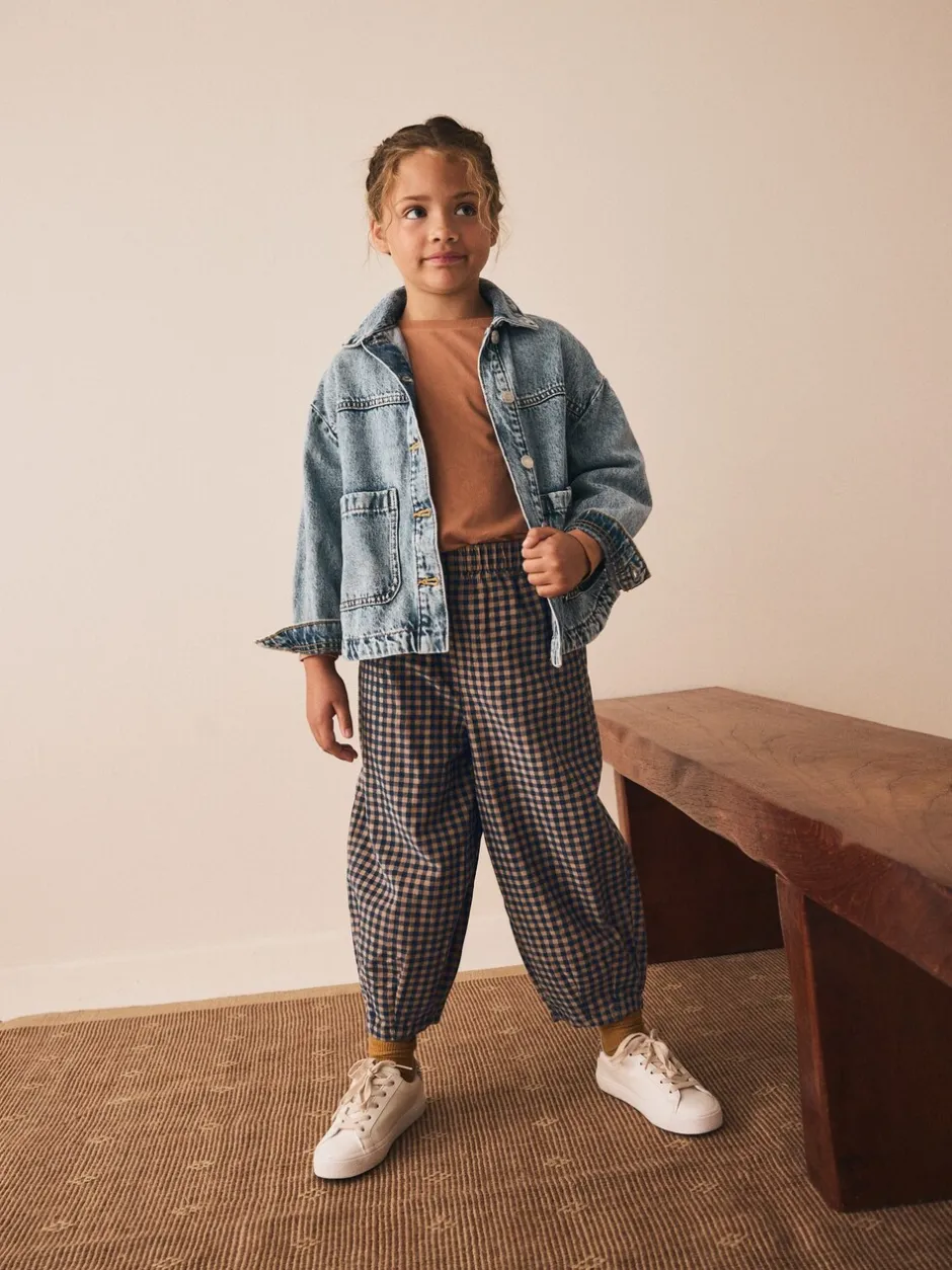 Broeken En Leggings|Next Bruin gingham-ruit - Pull-on corduroy broeken (3-16jr)