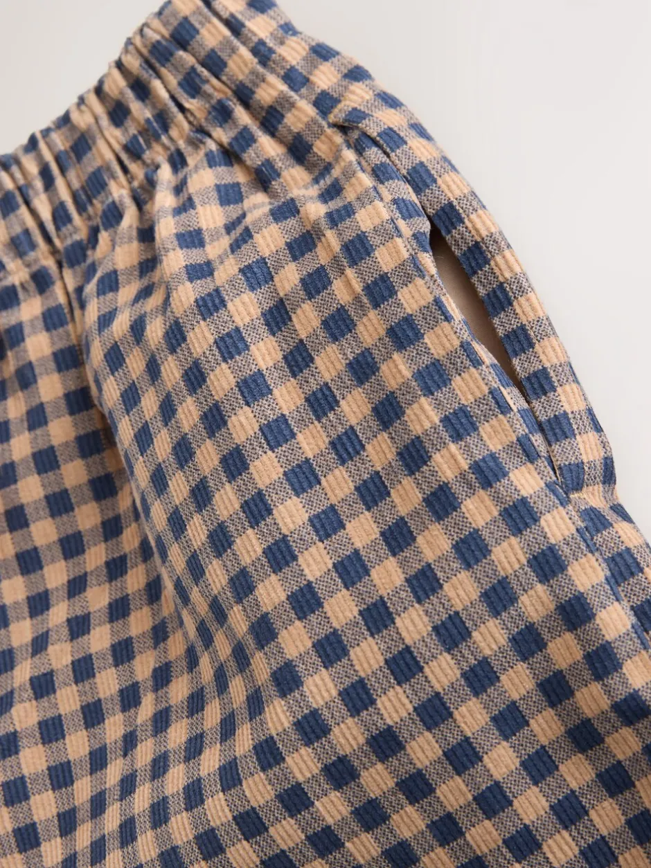 Broeken En Leggings|Next Bruin gingham-ruit - Pull-on corduroy broeken (3-16jr)