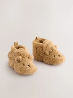 Boots*Next - Baby slofjes met klittenbandsluiting (0-2mnd) Bruin met beer