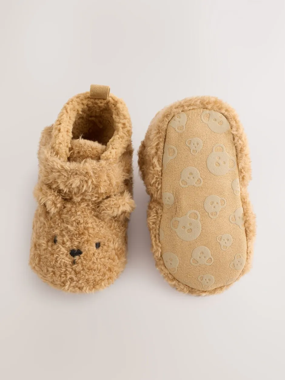 Boots*Next - Baby slofjes met klittenbandsluiting (0-2mnd) Bruin met beer