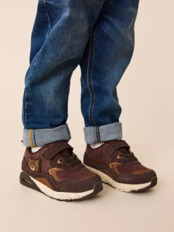 Sneakers|Next Bruin met beer - Elastische sportschoenen
