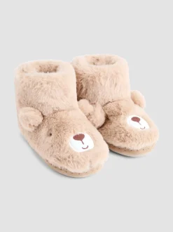 Pantoffels|Pantoffels*Jojo Maman Bébé - Plush Slipper Boots Bruin met beer