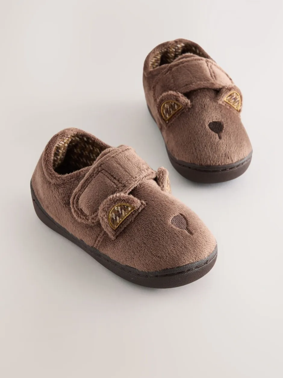 Pantoffels|Nachtkleding En Pyjama's|Next Bruin met beer - Warm gevoerde pantoffels met kuipzool