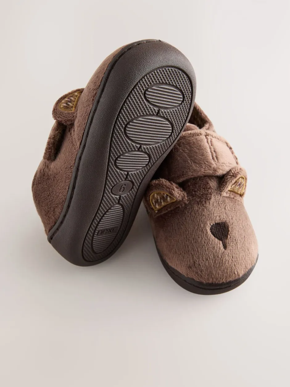 Pantoffels|Nachtkleding En Pyjama's|Next Bruin met beer - Warm gevoerde pantoffels met kuipzool