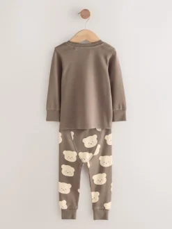 Nachtkleding En Pyjama's|Pyjama's|Next - Verpakking van 3 knusse pyjama's (9 mnd-9 jr) Bruin met beer/Ster