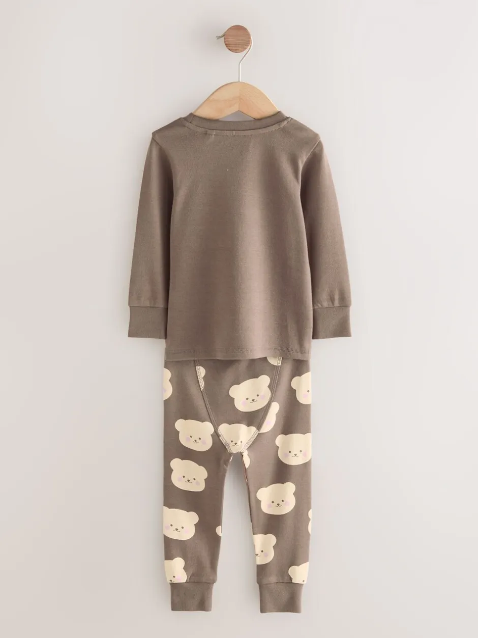 Nachtkleding En Pyjama's|Pyjama's|Next - Verpakking van 3 knusse pyjama's (9 mnd-9 jr) Bruin met beer/Ster