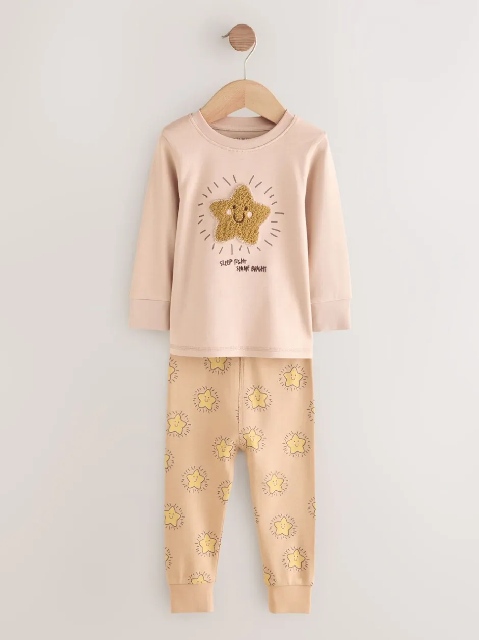 Nachtkleding En Pyjama's|Pyjama's|Next - Verpakking van 3 knusse pyjama's (9 mnd-9 jr) Bruin met beer/Ster