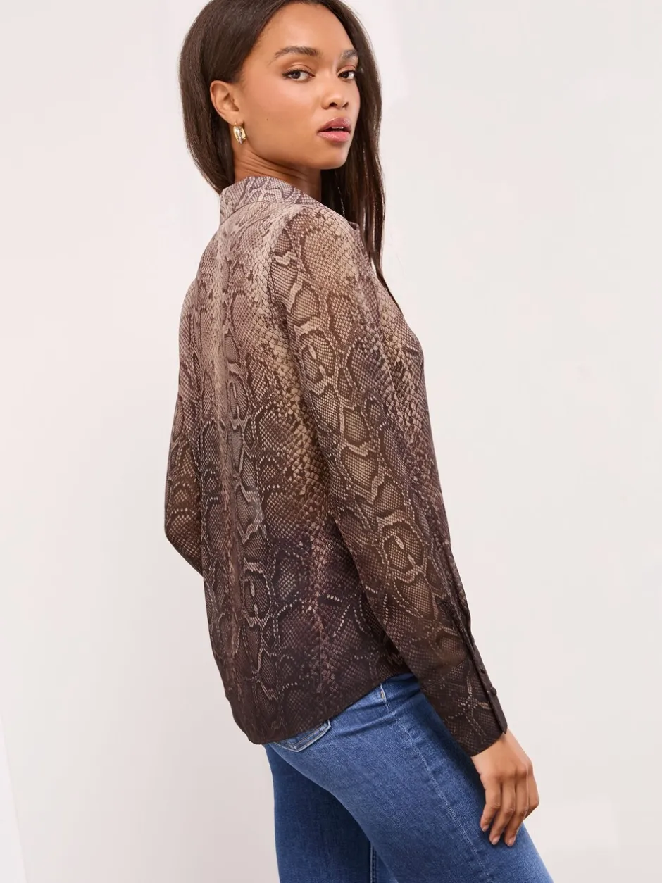 Blouses En Overhemden|Tops En T-Shirts|Lipsy - bedrukt chiffon overhemd Bruin met dierenprint
