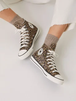 Sneakers|Converse - Chuck Taylor Suede All Over High Trainers Bruin met luipaardprint