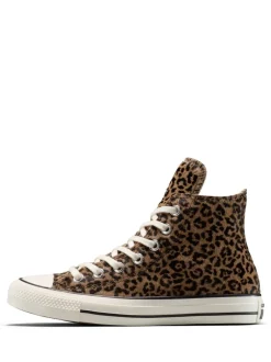 Sneakers|Converse - Chuck Taylor Suede All Over High Trainers Bruin met luipaardprint