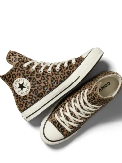 Sneakers|Converse - Chuck Taylor Suede All Over High Trainers Bruin met luipaardprint