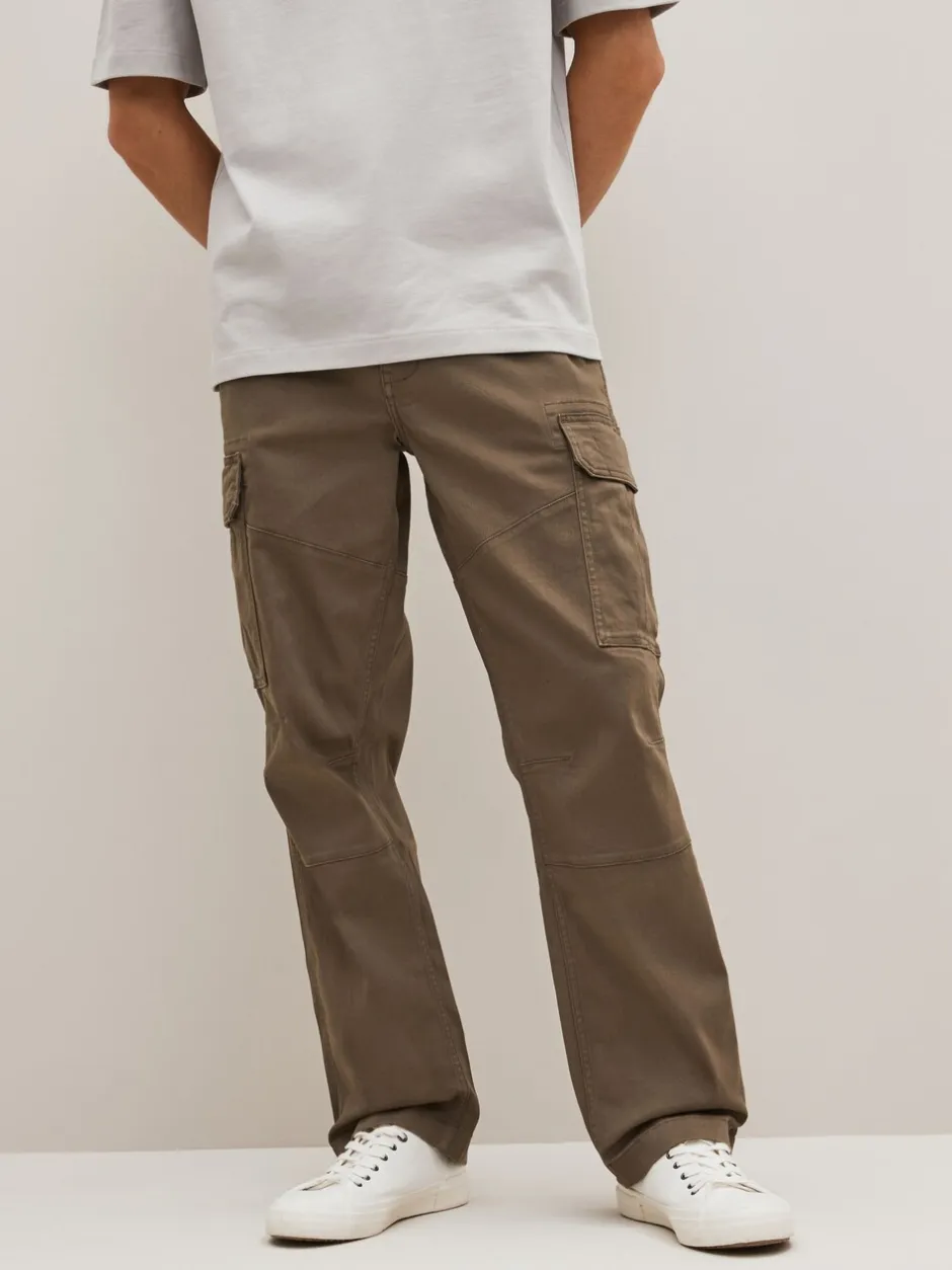 Broeken En Chino's|Next Bruin met paddenstoel - Straight fit - Katoenen cargostretchbroek